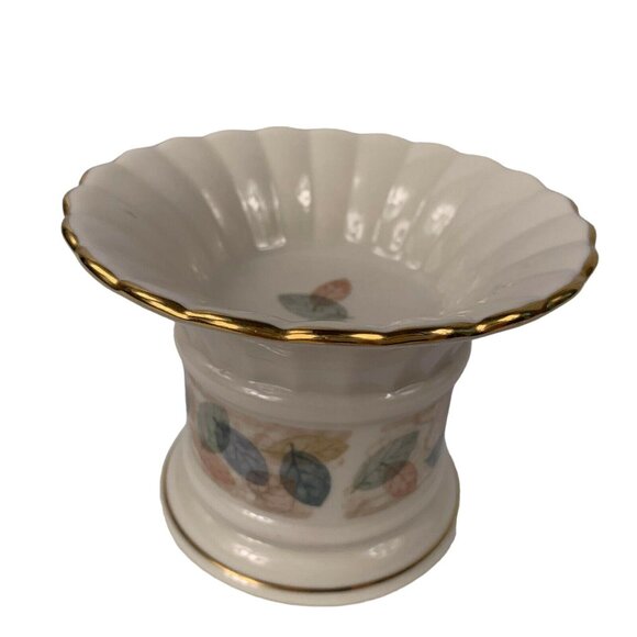 Lenox Natures Impressions Pillar Candle Holder Drifting Leaves USA 3 1/2 Inches - Picture 7 of 10